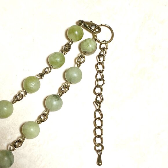Natural Fern Green Serpentine Necklace, Bronze Leaf Branch + Genuine Gemstone - Picture 10 of 13